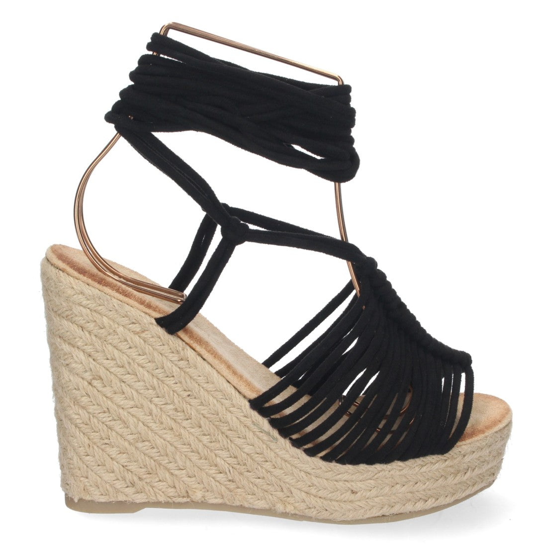 Sandalias Negras Planas Esenciales Mujer
