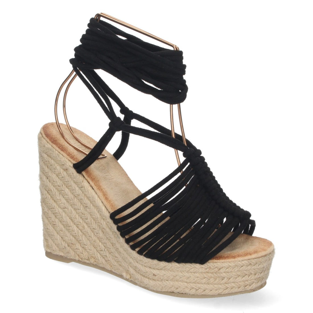 Sandalias Negras Planas Esenciales Mujer