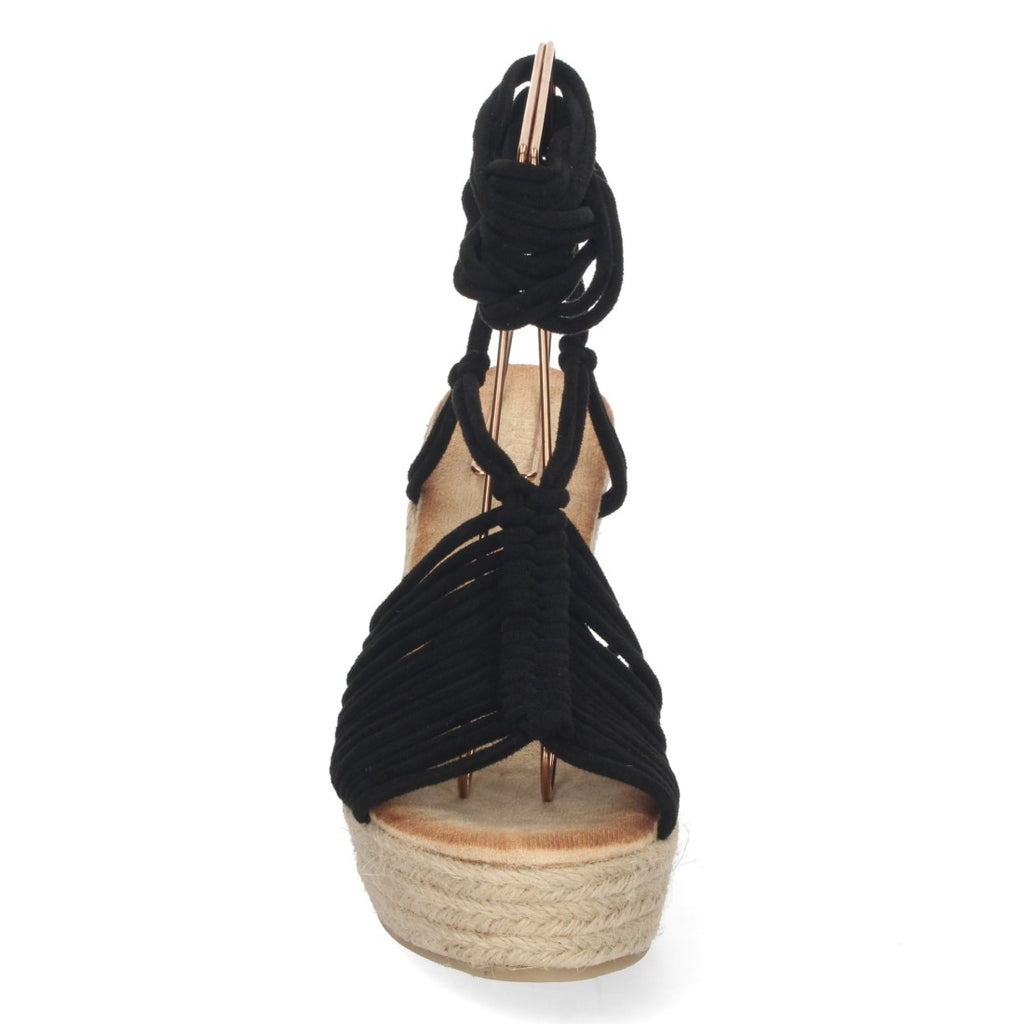 Sandalias Negras Planas Esenciales Mujer