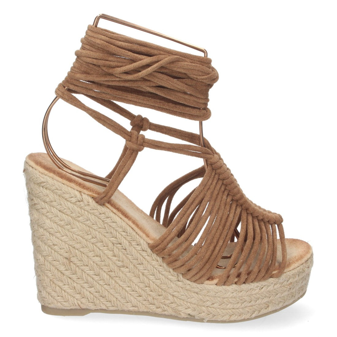 Sandalias Camel Planas Sofisticadas Mujer