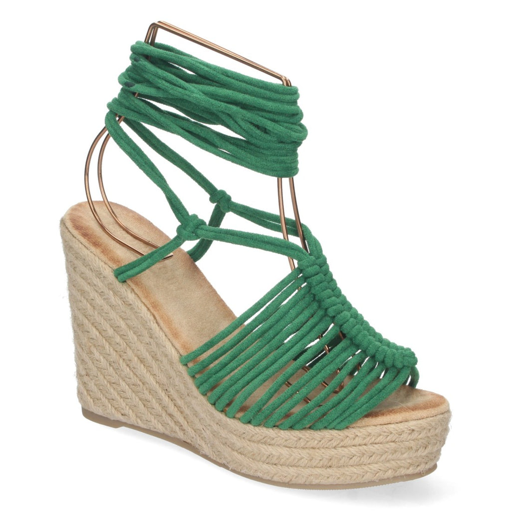 Sandalias Verdes Planas Frescas Mujer