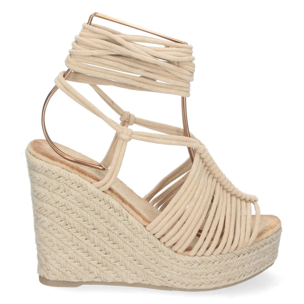 Sandalias Beige Planas Naturales Mujer