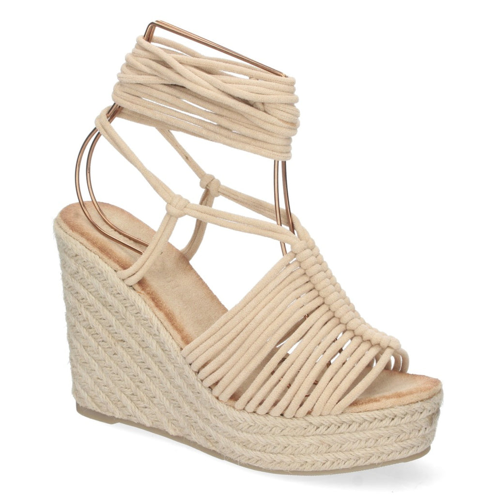 Sandalias Beige Planas Naturales Mujer