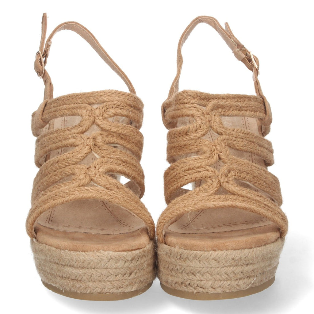 Sandalias Camel Mujer Cuña Yute Pala Trenzada
