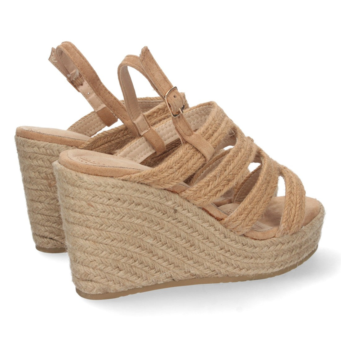 Sandalias Camel Mujer Cuña Yute Pala Trenzada