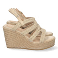 Sandalias Beige Mujer Cuña Yute Pala Trenzada