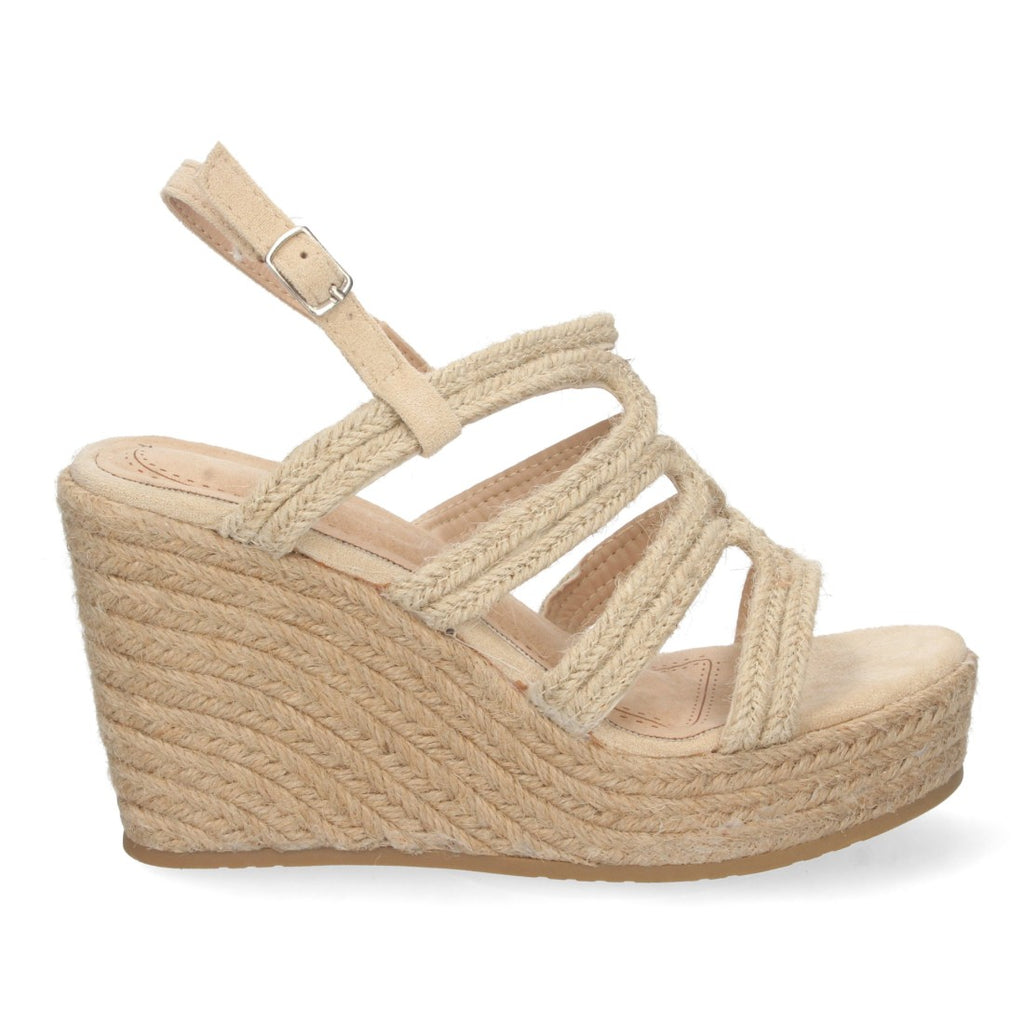 Sandalias Beige Mujer Cuña Yute Pala Trenzada