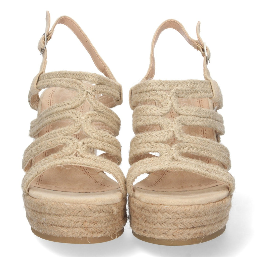 Sandalias Beige Mujer Cuña Yute Pala Trenzada