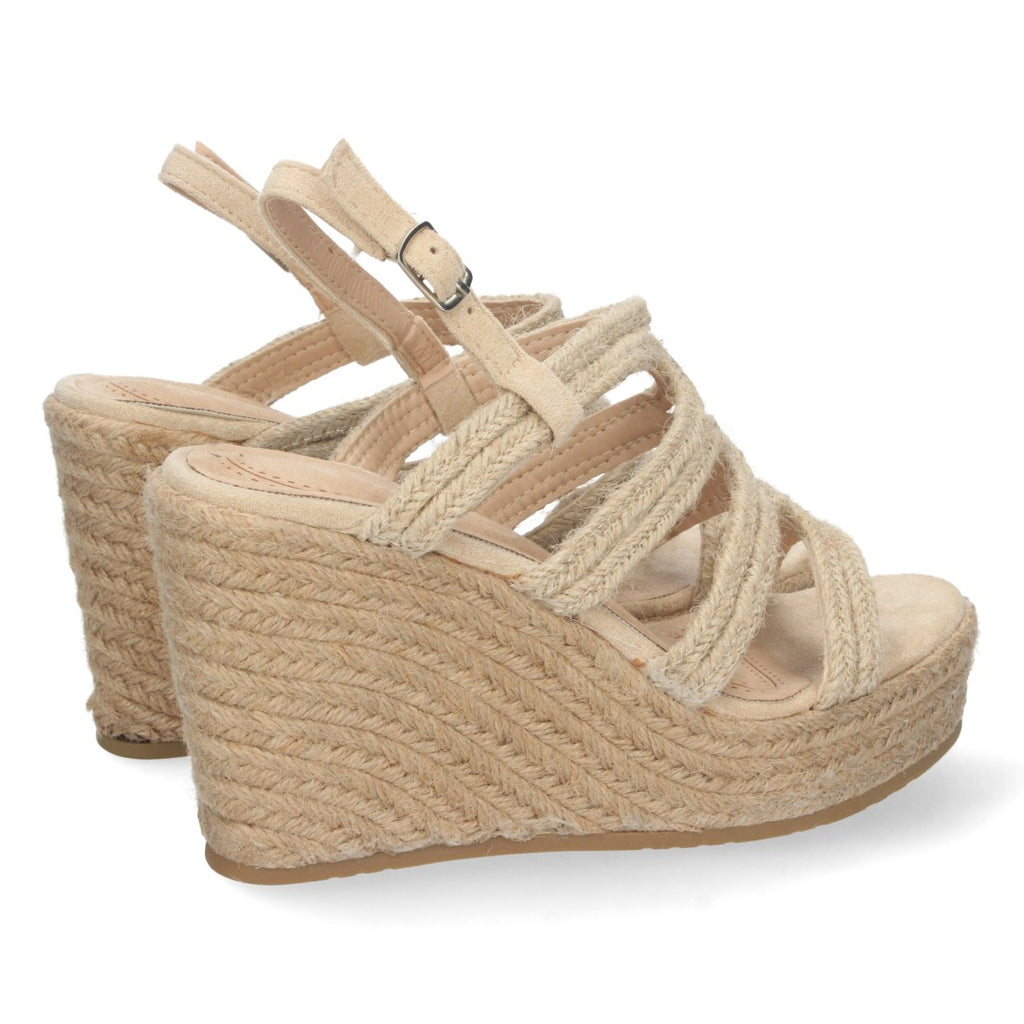 Sandalias Beige Mujer Cuña Yute Pala Trenzada