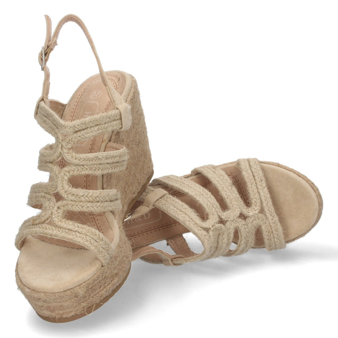 Sandalias Beige Mujer Cuña Yute Pala Trenzada