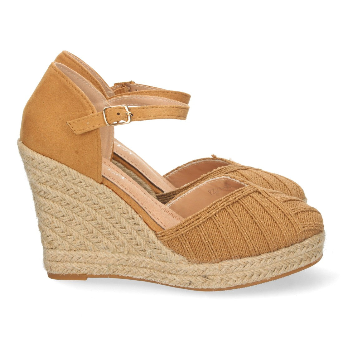 Sandalias Cuña Camel Mujer Yute Pala Cerrada
