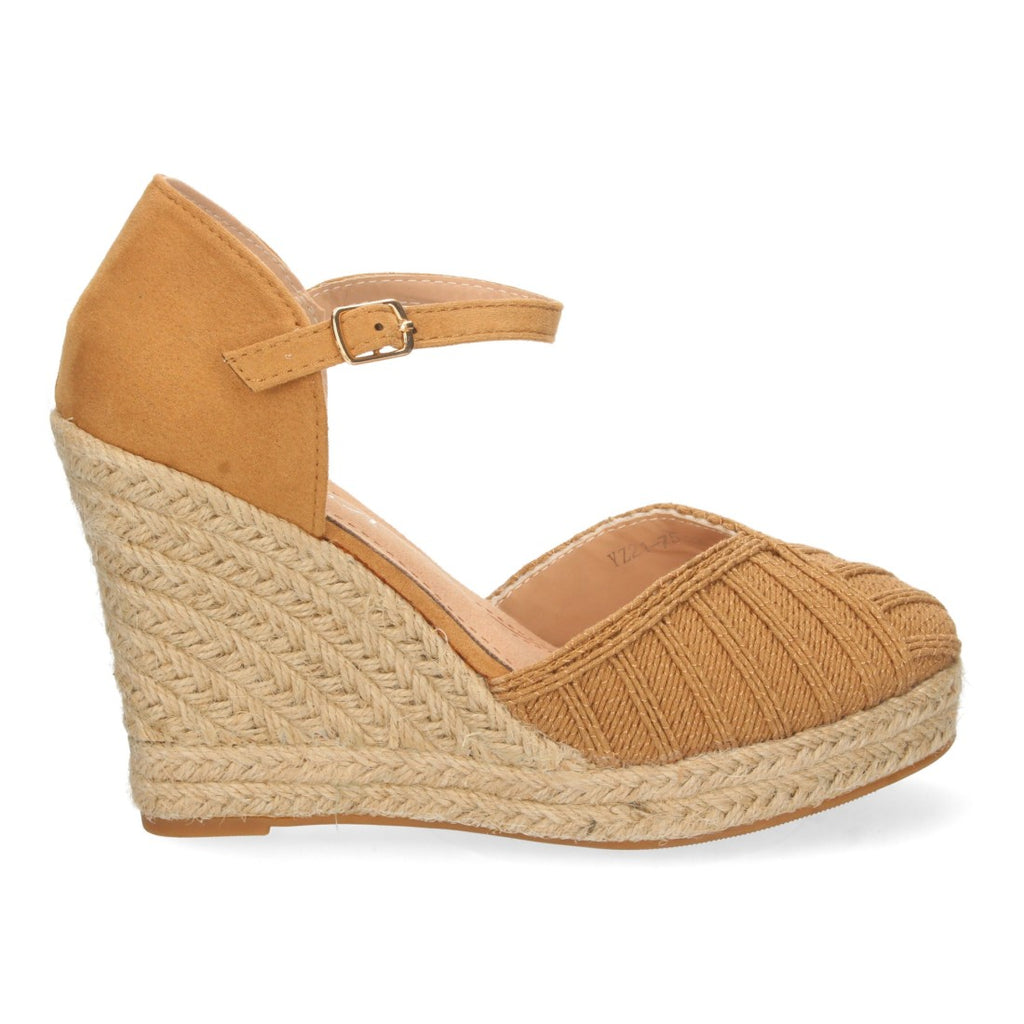 Sandalias Cuña Camel Mujer Yute Pala Cerrada