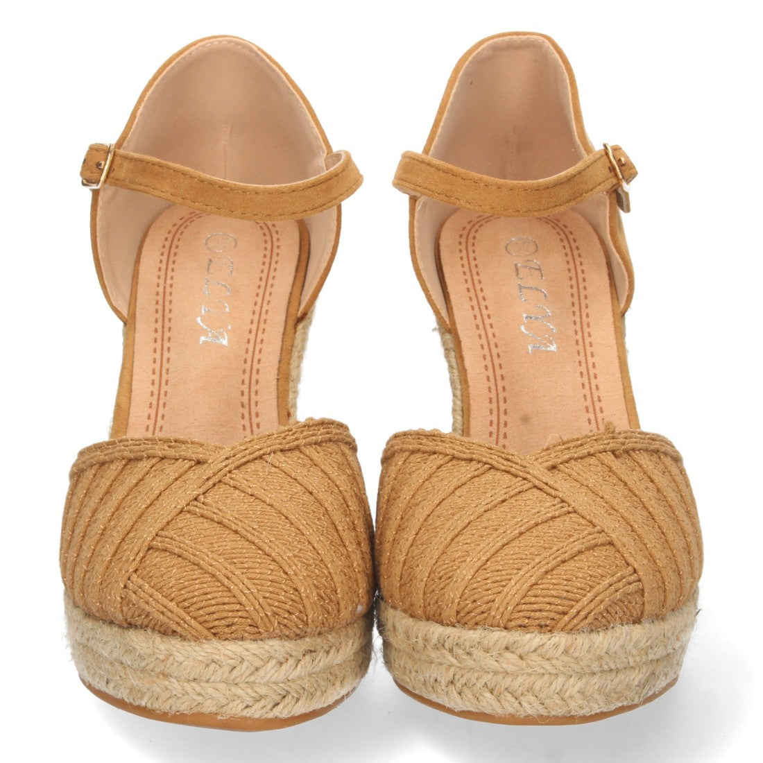 Sandalias Cuña Camel Mujer Yute Pala Cerrada