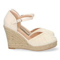 Sandalias Cuña Beige Mujer Yute Pala Cerrada