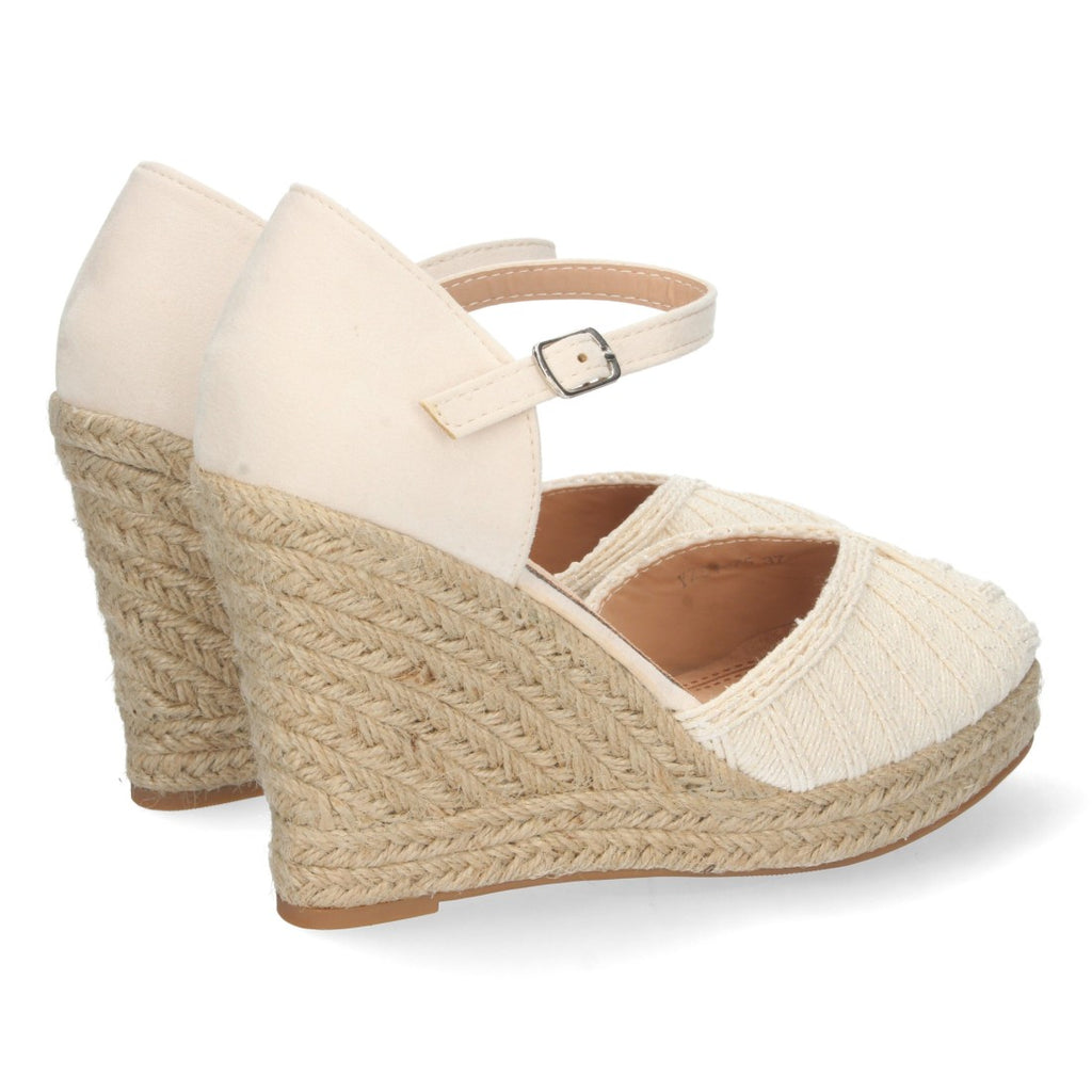Sandalias Cuña Beige Mujer Yute Pala Cerrada