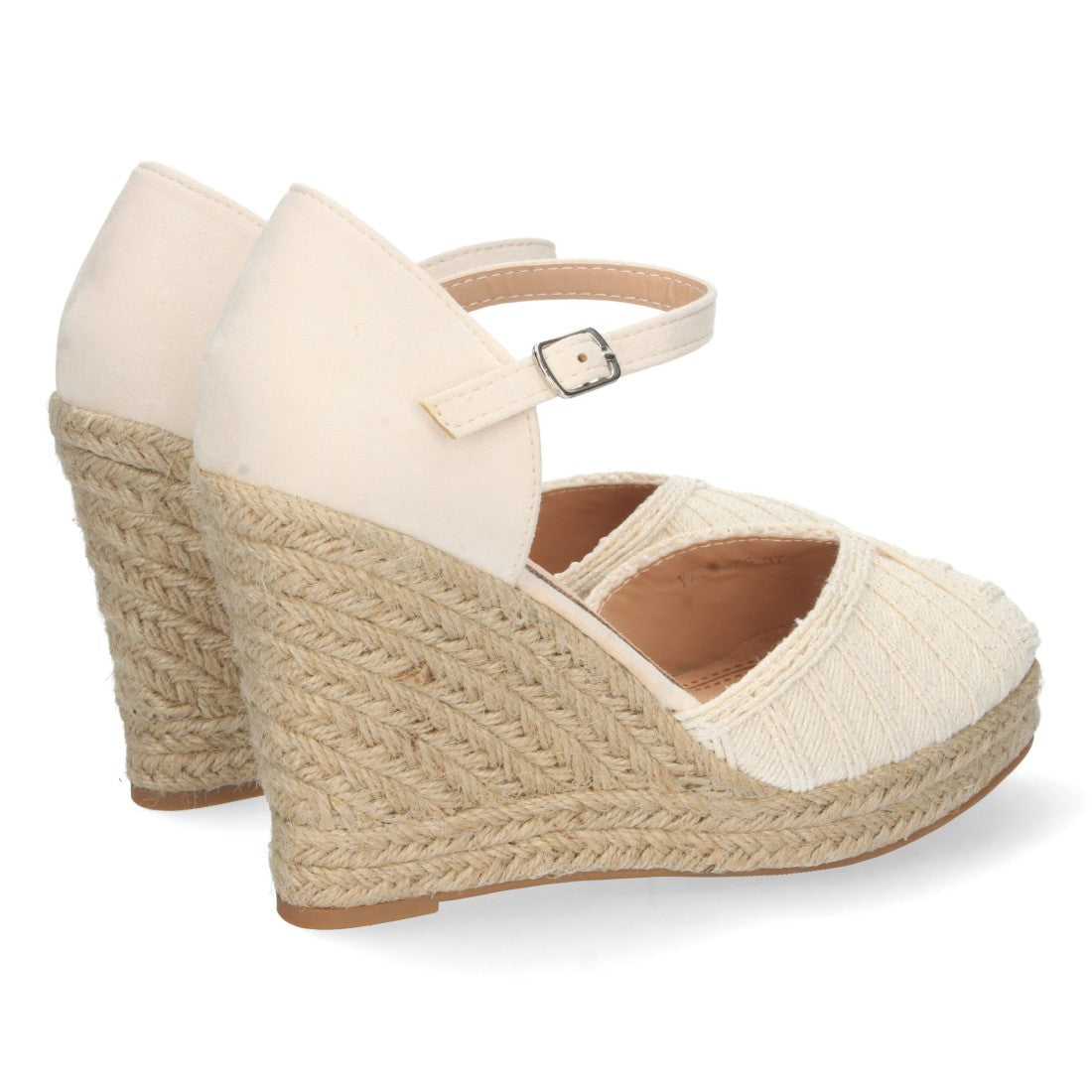 Sandalias Cuña Beige Mujer Yute Pala Cerrada