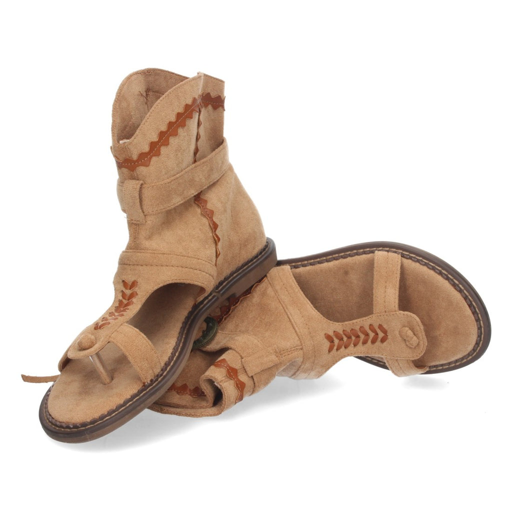 Sandalias Planas Marrón Mujer Esclava Flecos