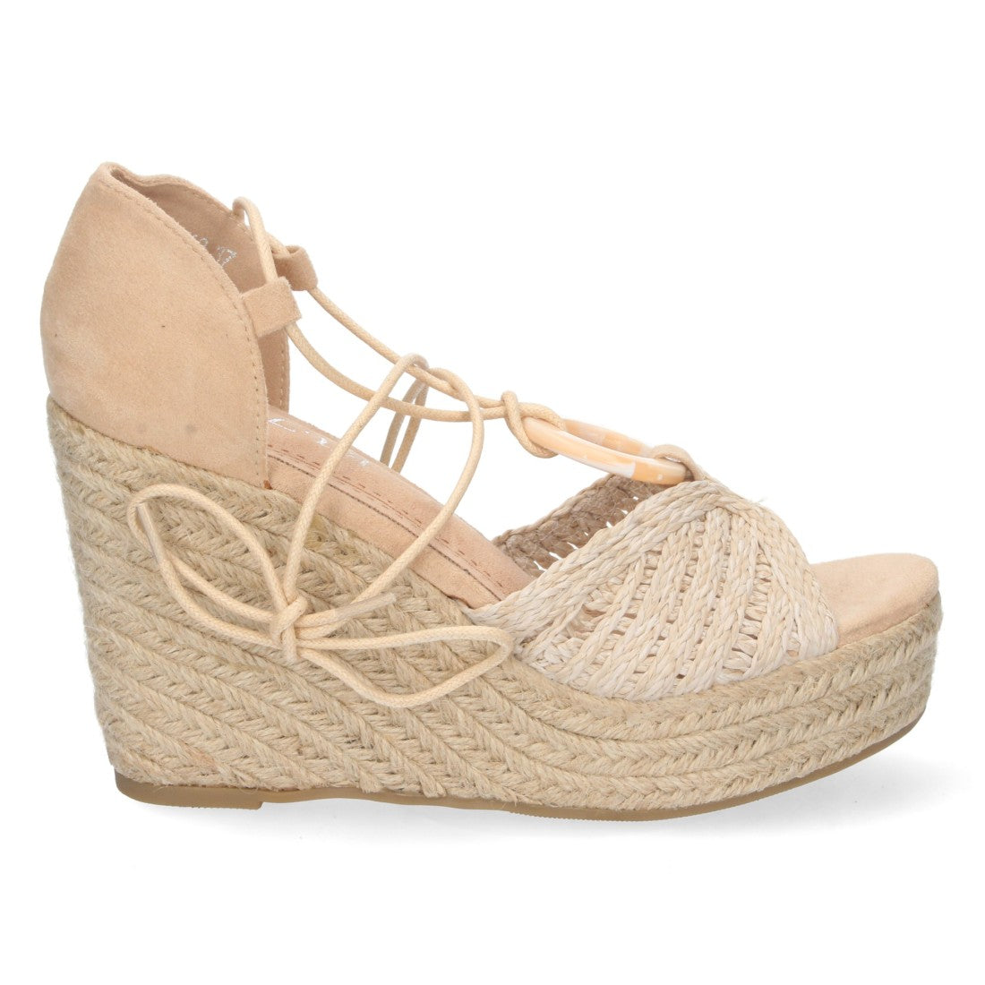 Sandalias Beige Mujer Cuña Yute Cordones