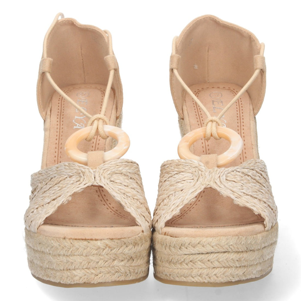 Sandalias Beige Mujer Cuña Yute Cordones