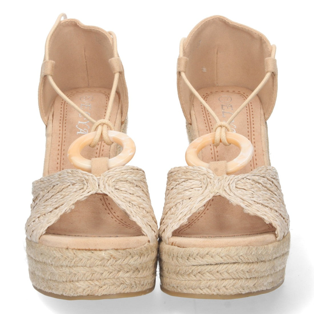 Sandalias Beige Mujer Cuña Yute Cordones