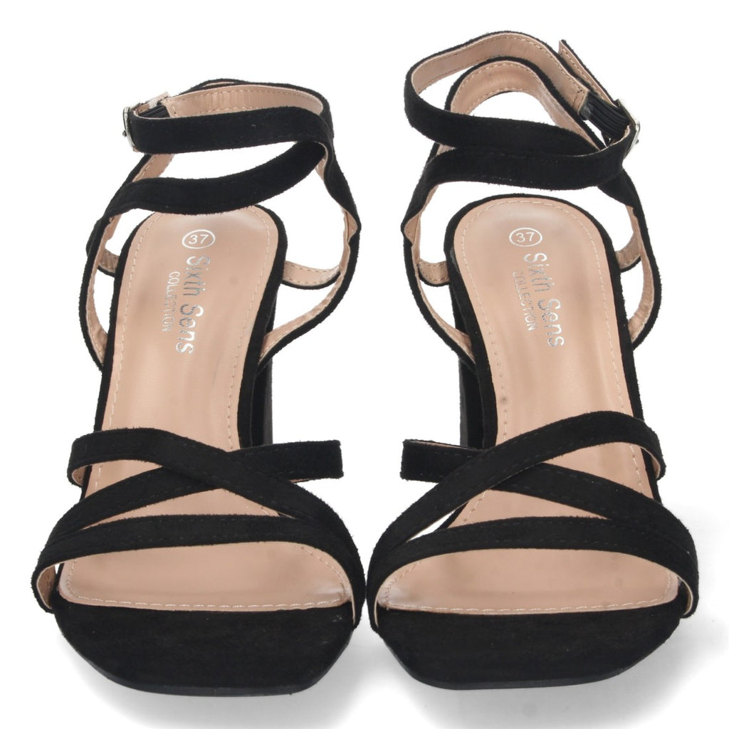 Schwarze Sandalen mit Absatz Elegant Bequem Party Hochzeit