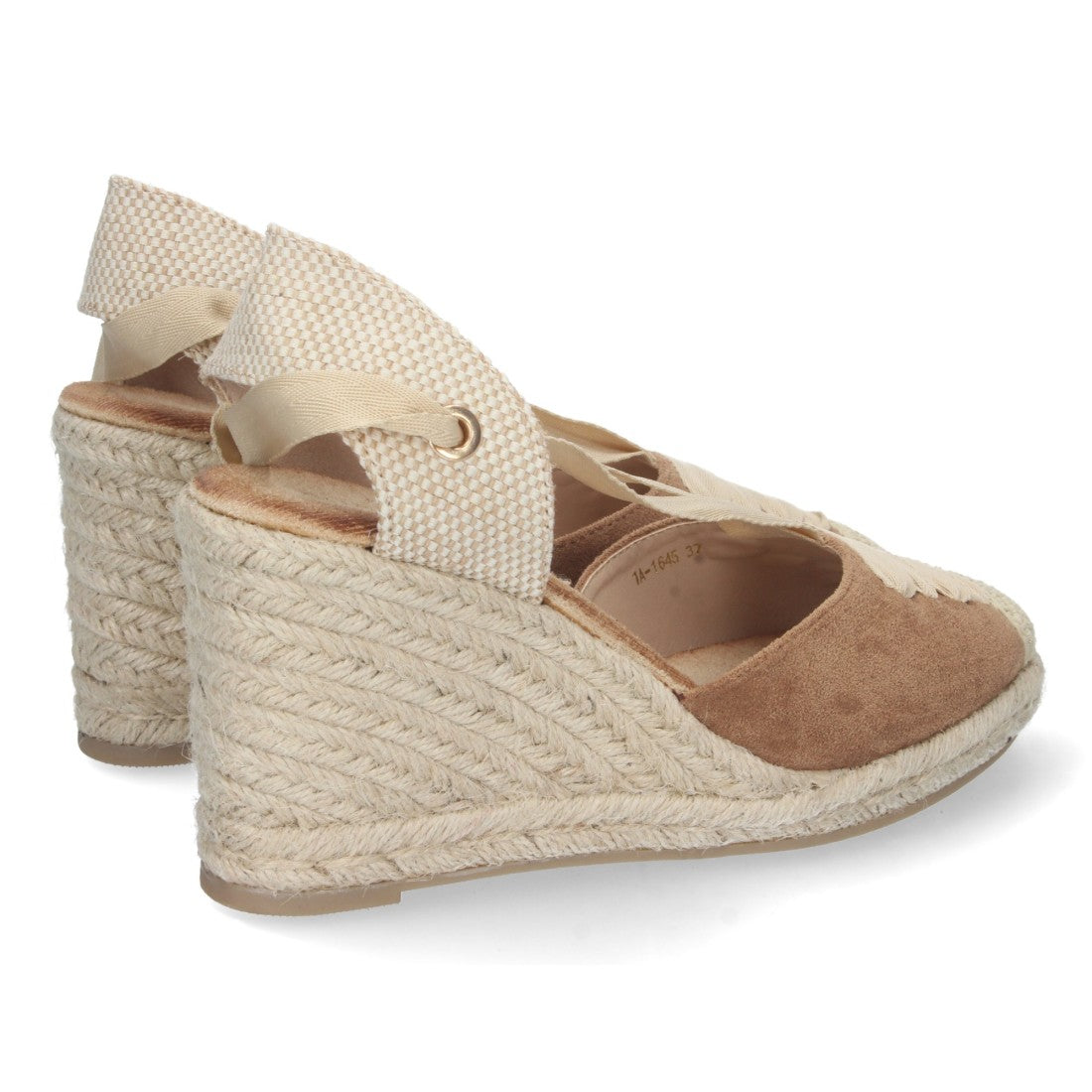 Sandalen Camel Keilabsatz Jute Geschlossener Vorderriemen Schnürung