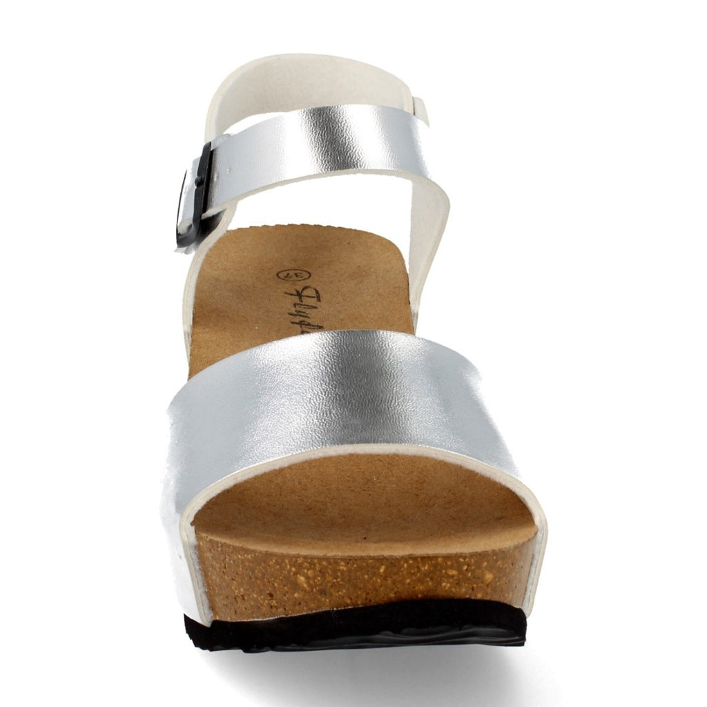 Sandalias Plateadas Mujer Elegantes Verano