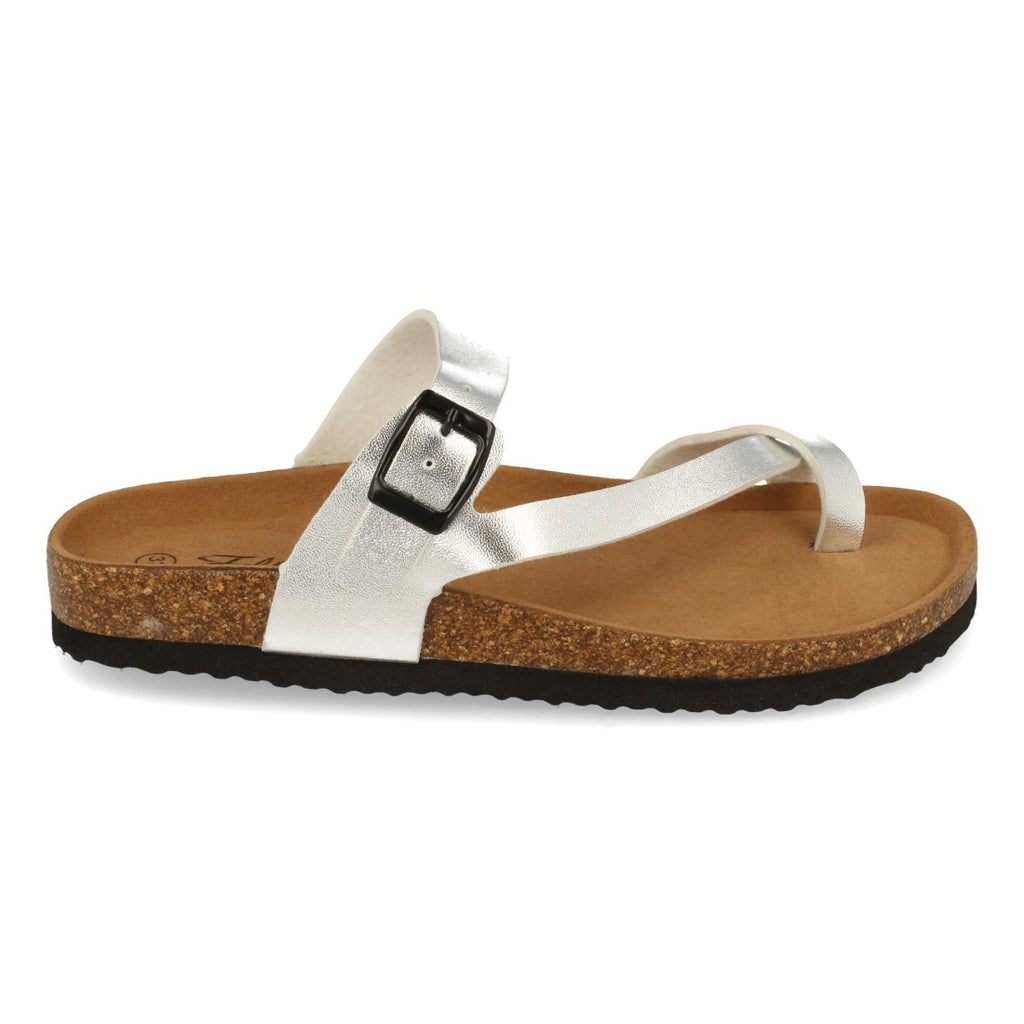 Sandalias Plateadas Mujer Bio Estilo Esclava Planta Anatómica Hebilla Elegantes