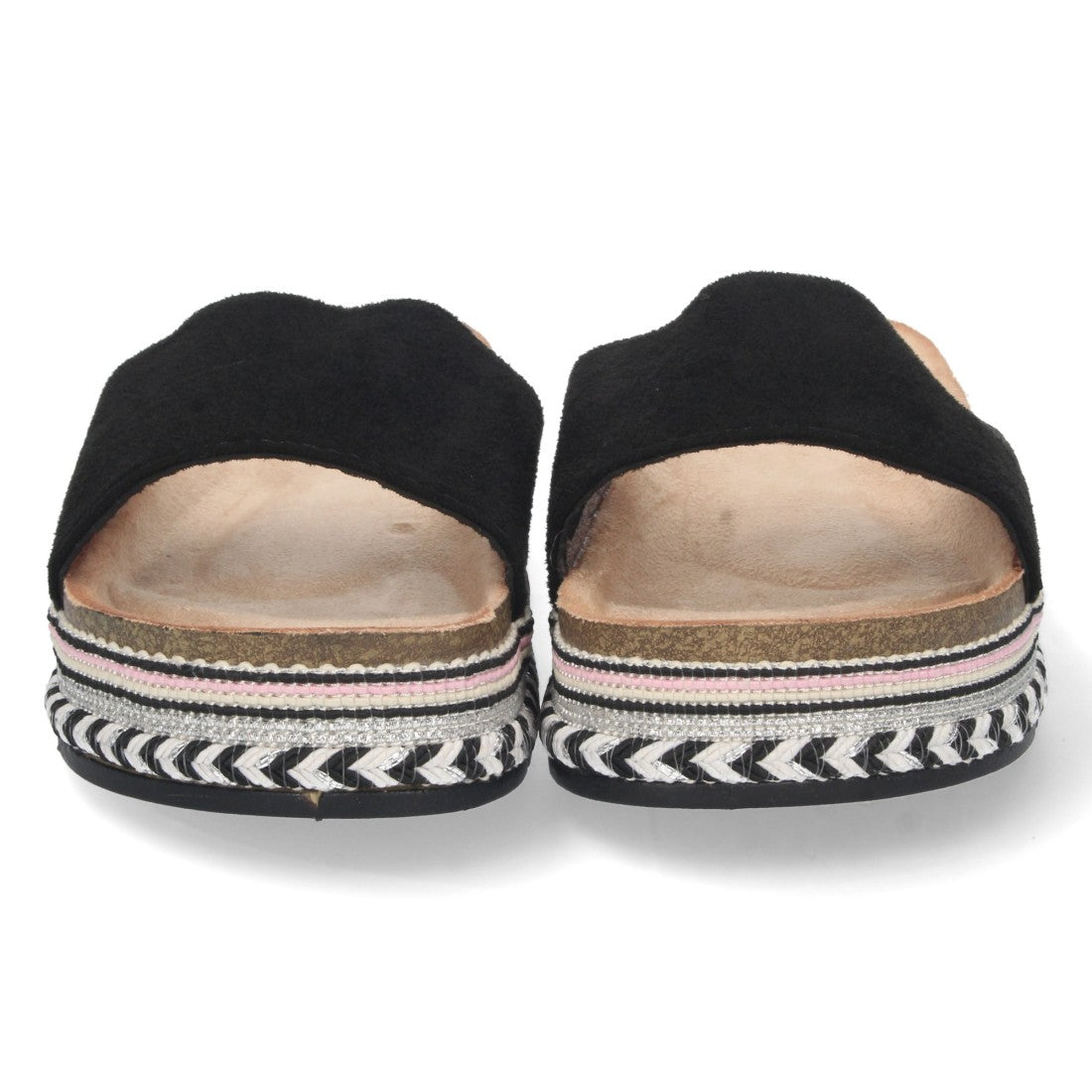 Sandalias Negras Mujer Planas Motivos Étnicos Elegantes