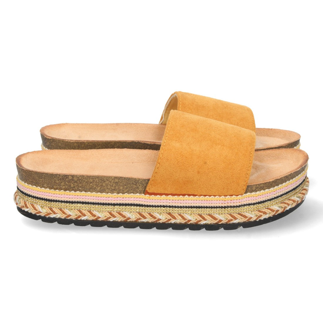 Sandalias Camel Mujer Planas Motivos Étnicos Elegantes