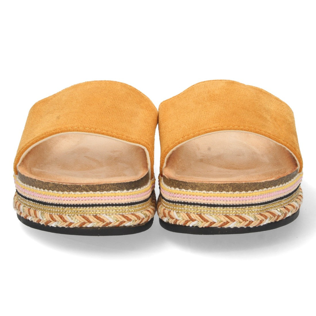 Sandalias Camel Mujer Planas Motivos Étnicos Elegantes
