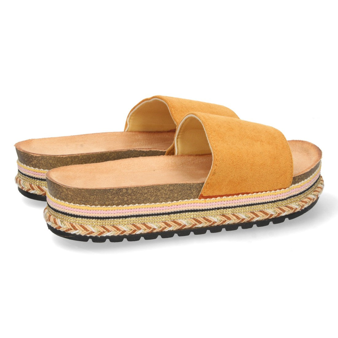 Sandalias Camel Mujer Planas Motivos Étnicos Elegantes