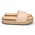 Sandalias Beige Mujer Planas Motivos Étnicos Elegantes