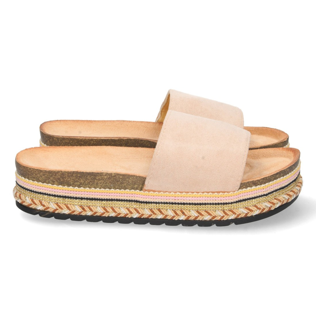 Sandalias Beige Mujer Planas Motivos Étnicos Elegantes