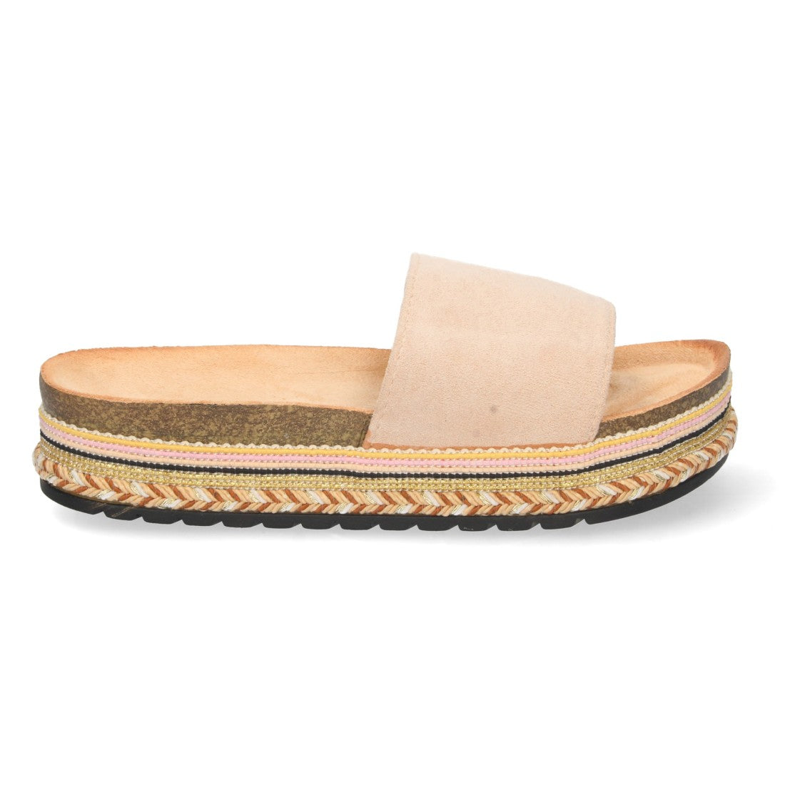 Sandalias Beige Mujer Planas Motivos Étnicos Elegantes