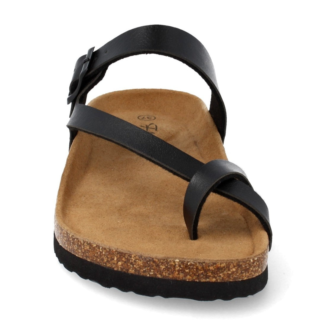 Sandalias Negras Mujer Bio Estilo Esclava Planta Anatómica Hebilla Elegantes