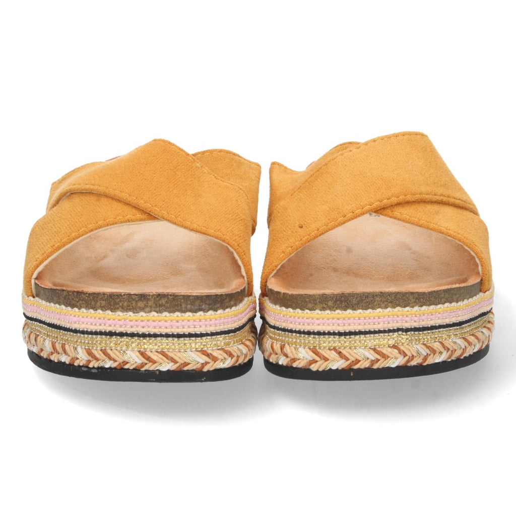Sandalias Camel Mujer Planas Motivos Étnicos Elegantes