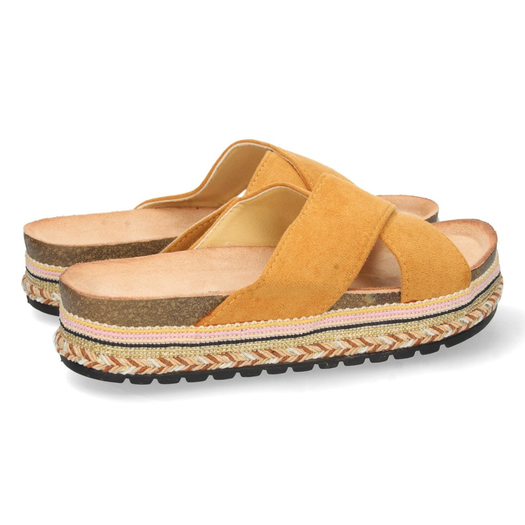 Sandalias Camel Mujer Planas Motivos Étnicos Elegantes