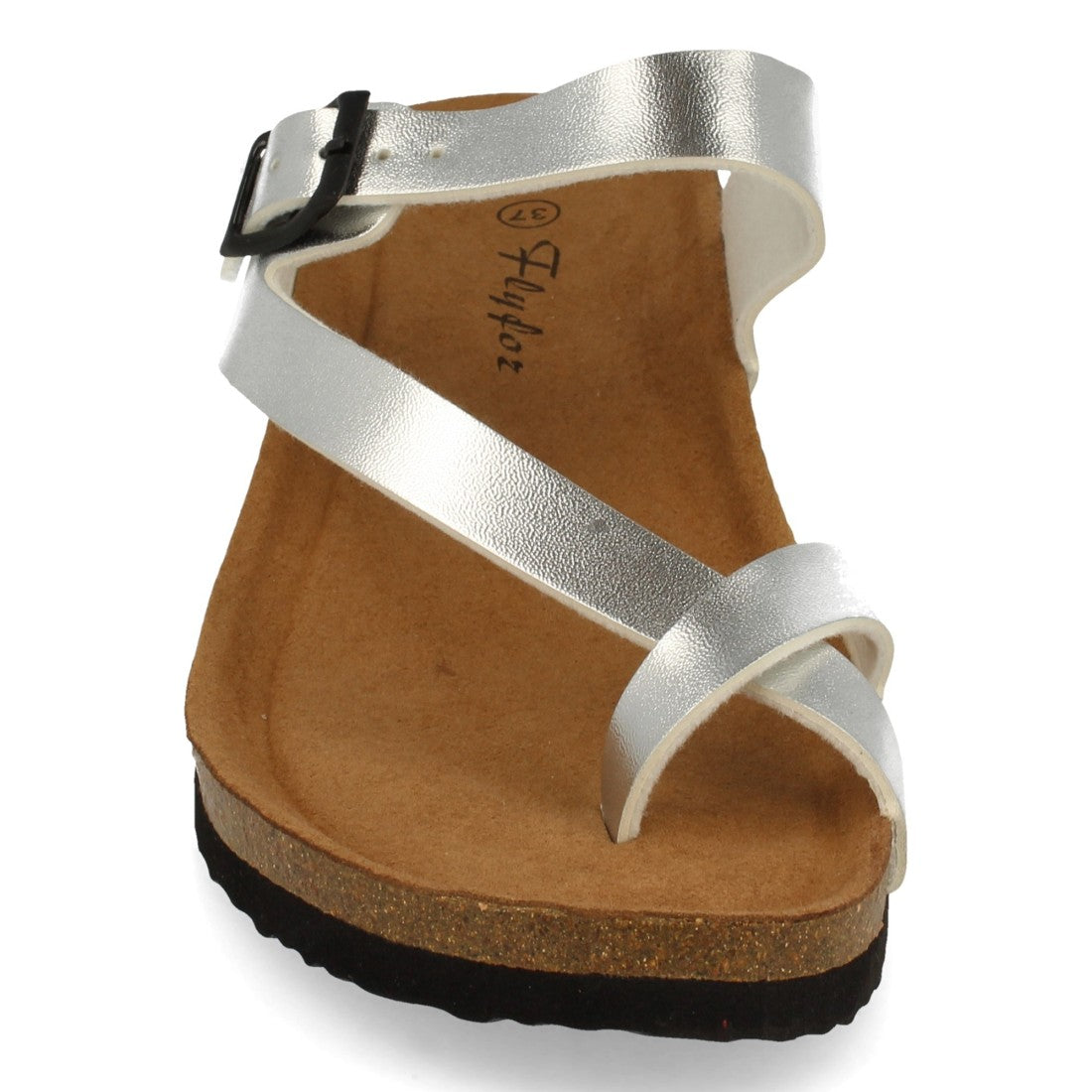 Sandalias Plateadas Mujer Cuña Bio Plantilla Anatómica Estilo Esclava Elegantes