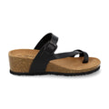 Sandalias Negras Mujer Cuña Bio Plantilla Anatómica Estilo Esclava Elegantes