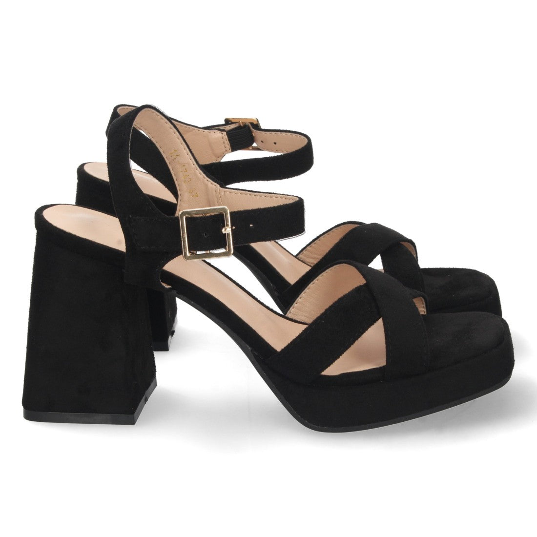 Elegante schwarze Sandaletten mit dünnem Absatz für Damen – ideal für Hochzeiten und Abendveranstaltungen.