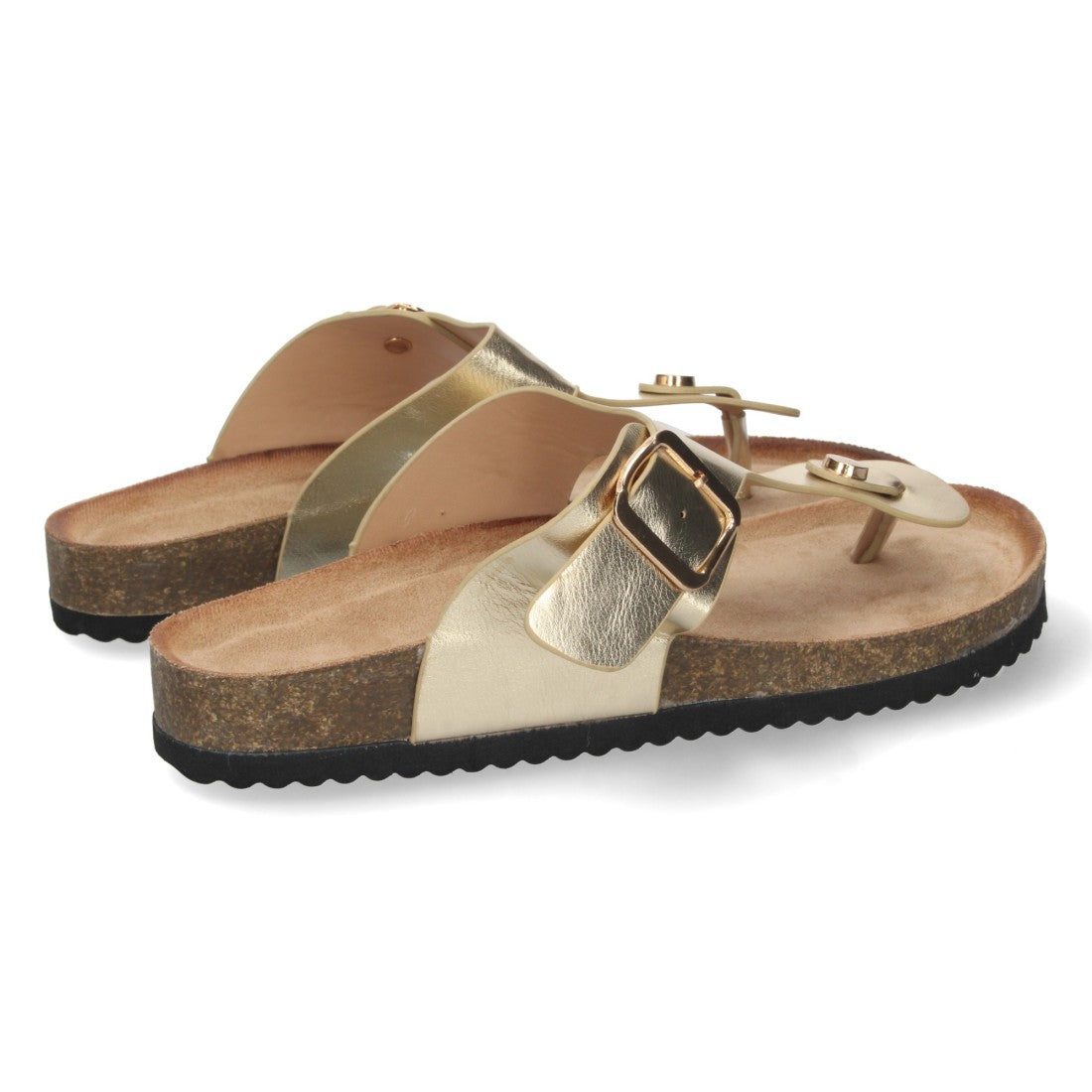 Sandalias Doradas Planas Glamour Verano Mujer