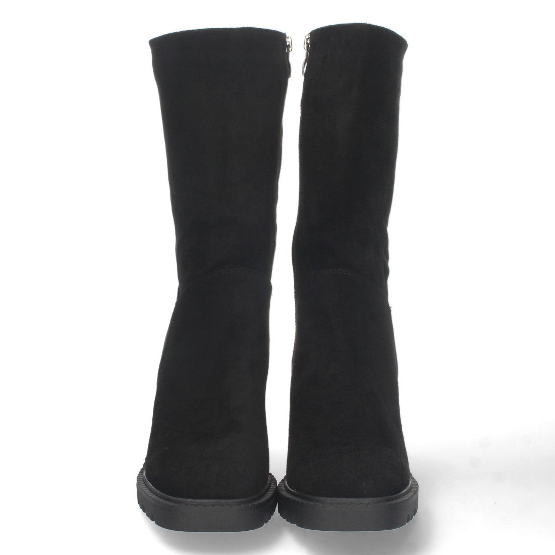 Schwarze elegante moderne Stiefel mit Absatz