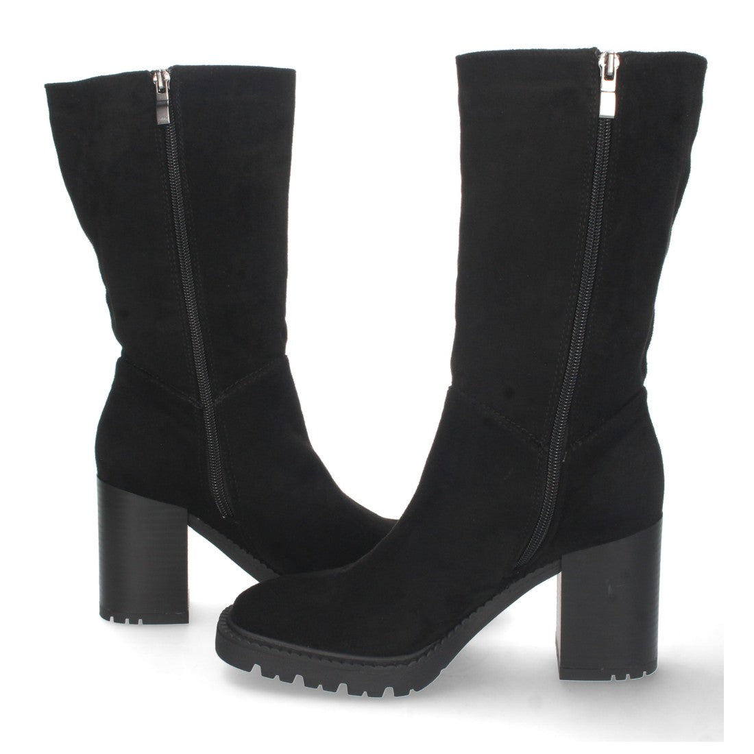 Schwarze elegante moderne Stiefel mit Absatz