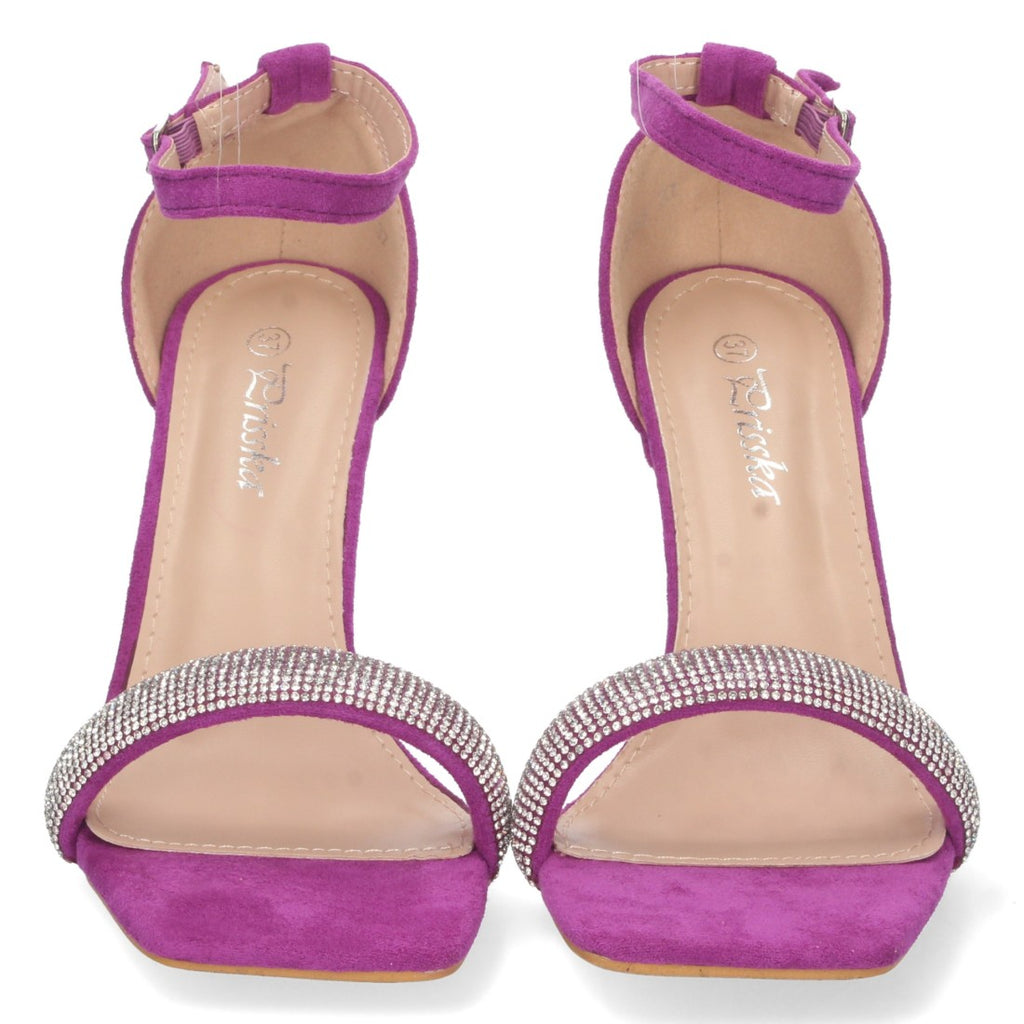 Sandalias Lila Tacón Plataforma Tiras Finas Talón Cerrado Fiesta