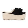 Sandalias Negras Mujer Plataforma Yute Volantes Elegantes