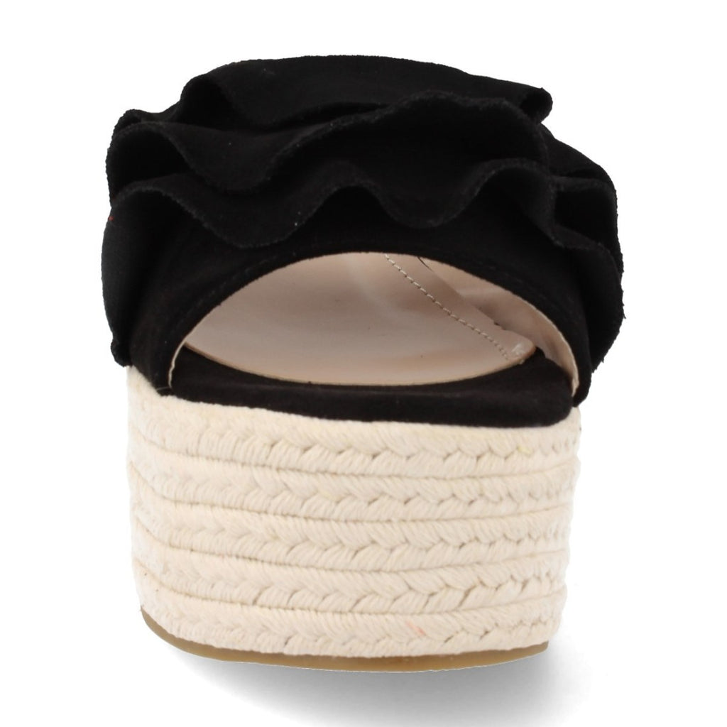Sandalias Negras Mujer Plataforma Yute Volantes Elegantes