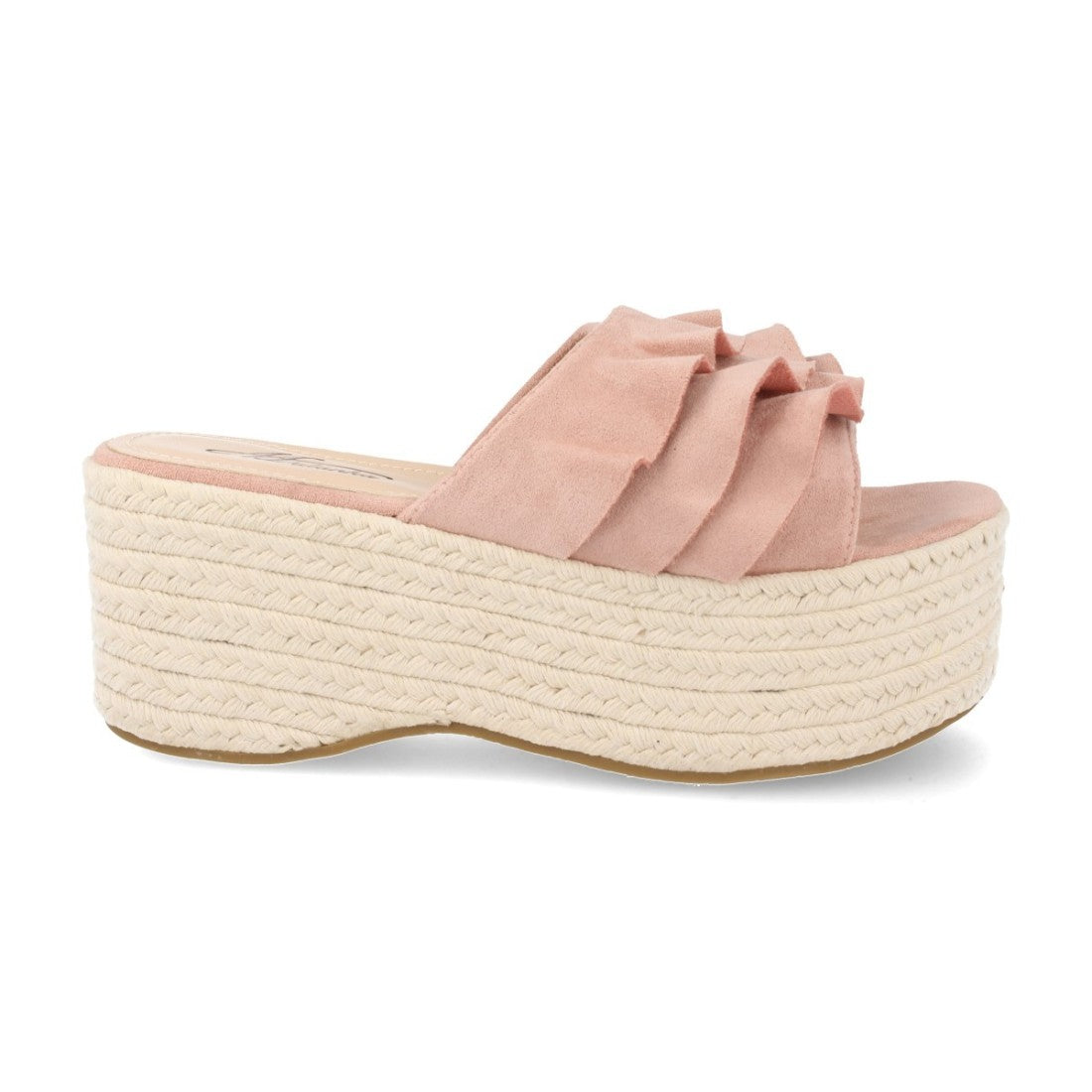 Sandalias Rosas Mujer Plataforma Yute Volantes Elegantes