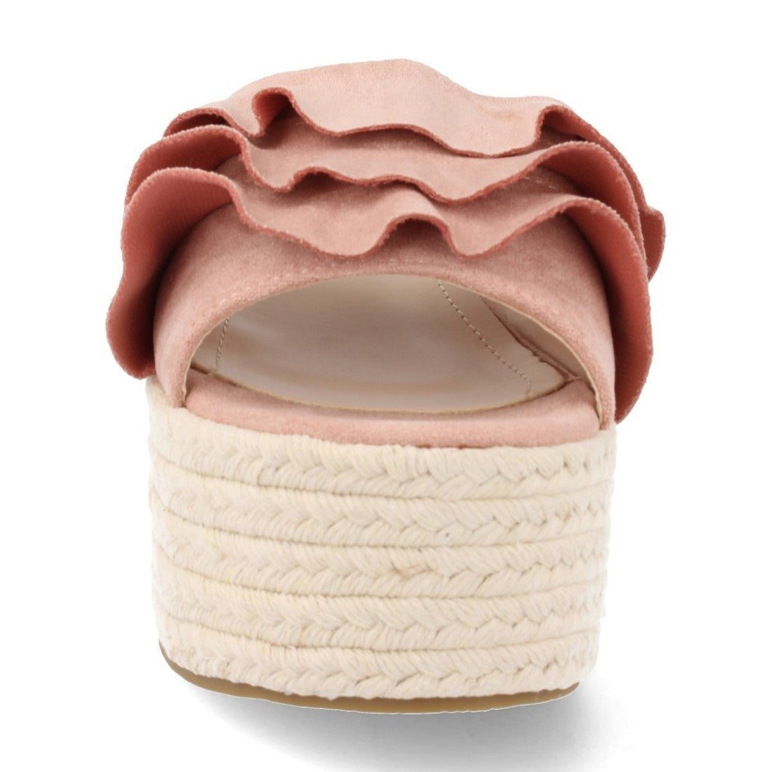 Sandalias Rosas Mujer Plataforma Yute Volantes Elegantes