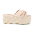 Sandalias Beige Mujer Plataforma Yute Volantes Elegantes